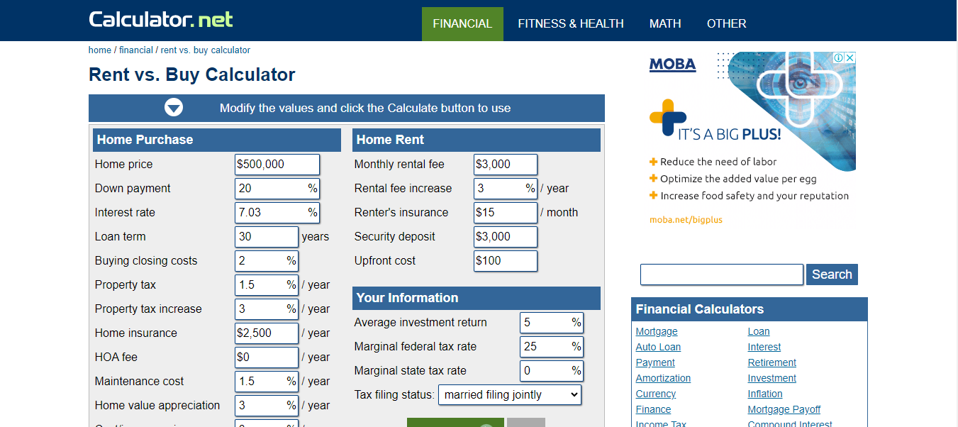 Rent Vs. Buy Calculator Making Informed Choices